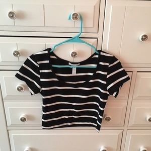 Black & White Striped Crop Top
